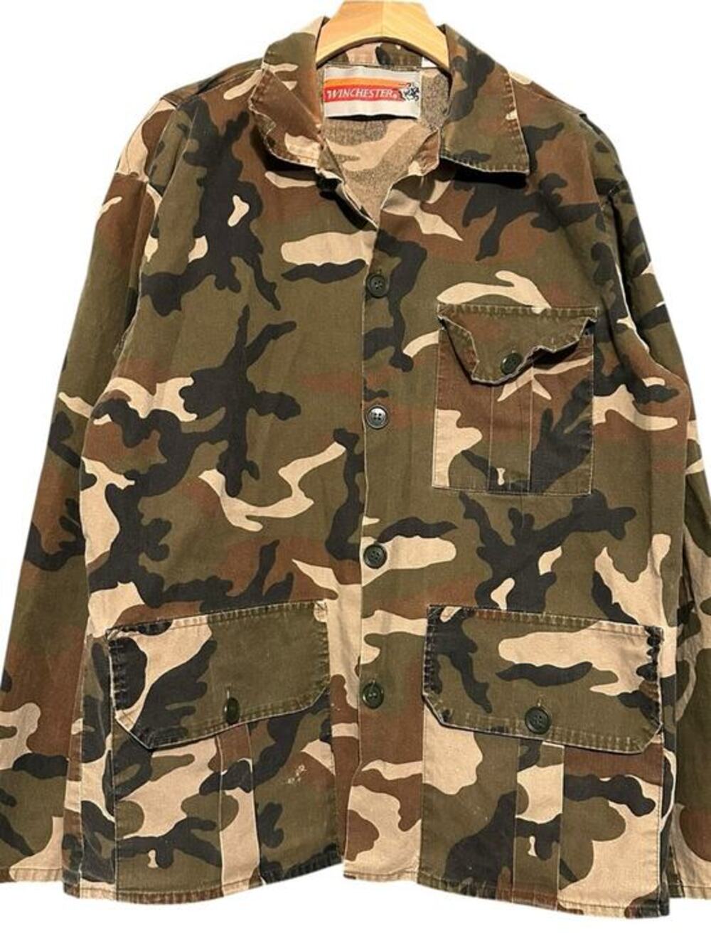 Winchester Vintage M Green Camo Camouflage Canvas Hunting Military Field Jacket
